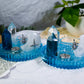 Blue Apatite & Clear Quartz Tealight Altar | Crystal Candle Holder for Clarity, Communication & Intuition