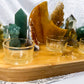 Abundance & Solar Energy Bamboo Tray | Golden Healer Moon with Citrine & Green Aventurine Altar