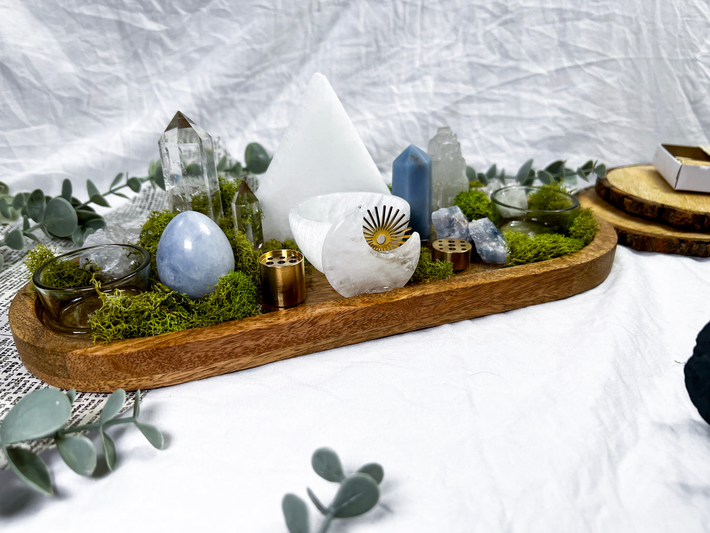 Selenite Essence | Mango Wood Altar