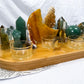 Abundance & Solar Energy Bamboo Tray | Golden Healer Moon with Citrine & Green Aventurine Altar