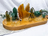 Abundance & Solar Energy Bamboo Tray | Golden Healer Moon with Citrine & Green Aventurine Altar