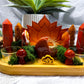 Carnelian & Golden Healer Crystal Altar | Double Tealight, Tarot, Incense Holder & Lotus Altar