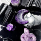 Shadow and Insight Ceramic Altar | Black 5x7 with Amethyst, Lepidolite Snake and Flower Vase
