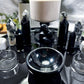Black Ceramic Crystal Altar | Moonstone, Obsidian, Detached Offering Bowl, Double Tealight & Double Chime Holder