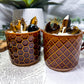 Tiger's Eye Harvest Moon Mug Candle | Crystal Coffee Mug Candle with Tiger's Eye & Autumn Soy Wax Candle