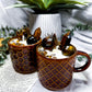 Tiger's Eye Harvest Moon Mug Candle | Crystal Coffee Mug Candle with Tiger's Eye & Autumn Soy Wax Candle