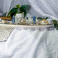 Celestial Clarity | Long Ceramic Tarot Altar with Double Tealight Holders, Double Chime Holders, Triple Tarot Display, Angelite and Clear Quartz