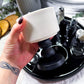 Black Ceramic Crystal Altar | Moonstone, Obsidian, Detached Offering Bowl, Double Tealight & Double Chime Holder