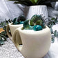 Moss Agate Wickless Mug Candle | Decorative Crystal Candle with Moss Agate, Sage & Cypress Home Decor
