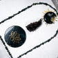 Moss Agate Spell Notebook | Handmade Paper Journal with Crystals, Gold Flakes, and Lotus Charm