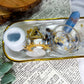 Celestial Clarity | Long Ceramic Tarot Altar with Double Tealight Holders, Double Chime Holders, Triple Tarot Display, Angelite and Clear Quartz