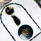 Moss Agate Spell Notebook | Handmade Paper Journal with Crystals, Gold Flakes, and Lotus Charm