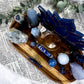 Wisdom & Intuition Acacia Tray | Blue Crystal Altar with Angelite, Lapis, Sodalite & Celestite