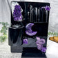 Shadow and Insight Ceramic Altar | Black 5x7 with Amethyst, Lepidolite Snake and Flower Vase