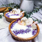Amethyst Crystal Simmer Pot Candle | Handmade Floral Soy Candle with Rose Quartz & Quartz Druzy
