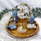 Healing & Clarity Acacia Altar Plate | Angelite & Clear Quartz with Blue Calcite, Sun Charm & Triple Moon Goddess Tile
