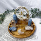 Healing & Clarity Acacia Altar Plate | Angelite & Clear Quartz with Blue Calcite, Sun Charm & Triple Moon Goddess Tile