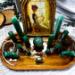 Green Aventurine Crystal Altar with Picture Frame | Double Tealight Holder & Photo Display