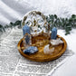 Healing & Clarity Acacia Altar Plate | Angelite & Clear Quartz with Blue Calcite, Sun Charm & Triple Moon Goddess Tile