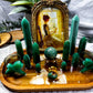Green Aventurine Crystal Altar with Picture Frame | Double Tealight Holder & Photo Display