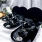 The Quiet Eye: Black Metal Mini Altar Set with Scrying Mirror, Obsidian Sphere, and Onyx Moon for Shadow Work and Protection Rituals