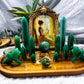 Green Aventurine Crystal Altar with Picture Frame | Double Tealight Holder & Photo Display