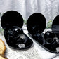 The Quiet Eye: Black Metal Mini Altar Set with Scrying Mirror, Obsidian Sphere, and Onyx Moon for Shadow Work and Protection Rituals
