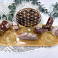Growth & Renewal Bamboo Tray | Flower Agate Slab with Towers, Sphere, Moon & Triple Tealight Altar