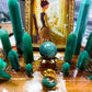 Green Aventurine Crystal Altar with Picture Frame | Double Tealight Holder & Photo Display