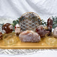 Growth & Renewal Bamboo Tray | Flower Agate Slab with Towers, Sphere, Moon & Triple Tealight Altar