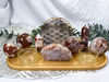 Growth & Renewal Bamboo Tray | Flower Agate Slab with Towers, Sphere, Moon & Triple Tealight Altar