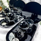 The Quiet Eye: Black Metal Mini Altar Set with Scrying Mirror, Obsidian Sphere, and Onyx Moon for Shadow Work and Protection Rituals