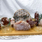 Growth & Renewal Bamboo Tray | Flower Agate Slab with Towers, Sphere, Moon & Triple Tealight Altar