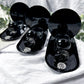 The Quiet Eye: Black Metal Mini Altar Set with Scrying Mirror, Obsidian Sphere, and Onyx Moon for Shadow Work and Protection Rituals