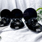 The Quiet Eye: Black Metal Mini Altar Set with Scrying Mirror, Obsidian Sphere, and Onyx Moon for Shadow Work and Protection Rituals