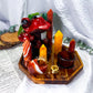Ember Sight | Carnelian, Golden Healer and Orange Calcite Tarot Altar with Backflow Incense Burner and Tealight Holder