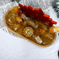 Energy & Manifestation Bamboo Tray | Orange Calcite Towers with Lemon Quartz Moon & Golden Healer Altar