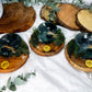 Moss Agate Incense Holder | Wooden Altar Bowl | Grounding & Growth