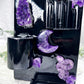 Shadow and Insight Ceramic Altar | Black 5x7 with Amethyst, Lepidolite Snake and Flower Vase