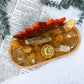 Energy & Manifestation Bamboo Tray | Orange Calcite Towers with Lemon Quartz Moon & Golden Healer Altar