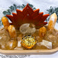 Energy & Manifestation Bamboo Tray | Orange Calcite Towers with Lemon Quartz Moon & Golden Healer Altar