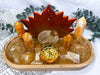 Energy & Manifestation Bamboo Tray | Orange Calcite Towers with Lemon Quartz Moon & Golden Healer Altar
