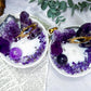 Amethyst Crystal Teacup Candle | Relaxation Candle with Amethyst Cluster, Moon & Tower