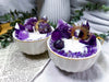 Amethyst Crystal Teacup Candle | Relaxation Candle with Amethyst Cluster, Moon & Tower