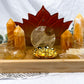 Energy & Manifestation Bamboo Tray | Orange Calcite Towers with Lemon Quartz Moon & Golden Healer Altar