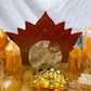 Energy & Manifestation Bamboo Tray | Orange Calcite Towers with Lemon Quartz Moon & Golden Healer Altar