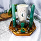 Prosper & Protect | Green Aventurine and Pyrite Altar with Detached Oil Burner and Double Chime Holders