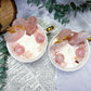 Rose Quartz Crystal Teacup Candle | Self Love Candle with Rose Quartz, Clear Quartz & Floral Soy Wax Candle