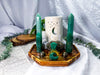 Prosper & Protect | Green Aventurine and Pyrite Altar with Detached Oil Burner and Double Chime Holders