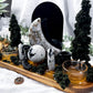 Lunar Veil: Moonstone Crystal Altar with Scrying Mirror, Obsidian, and Candle Holders for Lunar Rituals and Spiritual Clarity